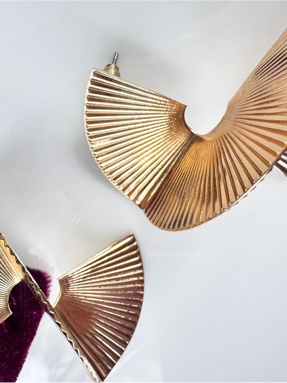 Gold Sculptural Fan Drop Earrings - Elegant Women's Accessories